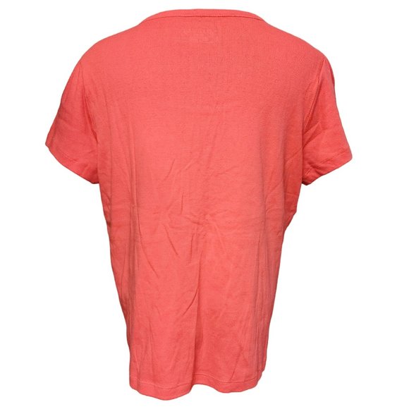 St.John's Bay Women's Petites Red Mock Layered White V-Neck Short Sleeve Top PXL - Picture 2 of 4